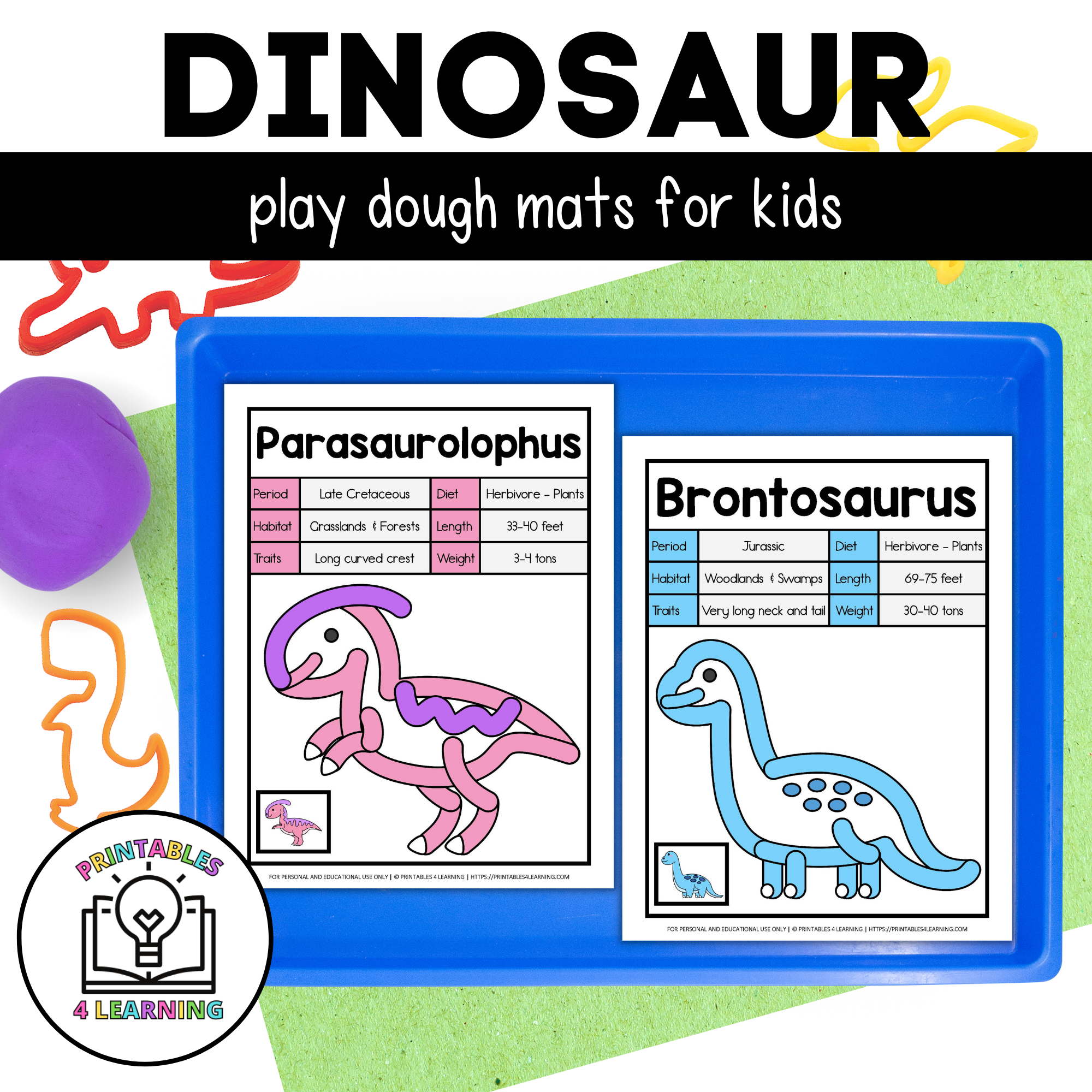 Dinosaur Playdough Mats for Free Printable Play Dinosaur Playdough Mats