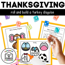 Load image into Gallery viewer, Roll and Build a Turkey in Disguise | Cut and Paste Thanksgiving Activity
