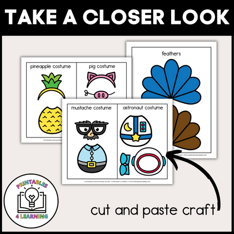 Roll and Build a Turkey in Disguise | Cut and Paste Thanksgiving Activity