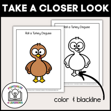 Load image into Gallery viewer, Roll and Build a Turkey in Disguise | Cut and Paste Thanksgiving Activity
