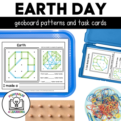 Earth Day Geoboards | Task Cards and Full Mat Geoboard Activities