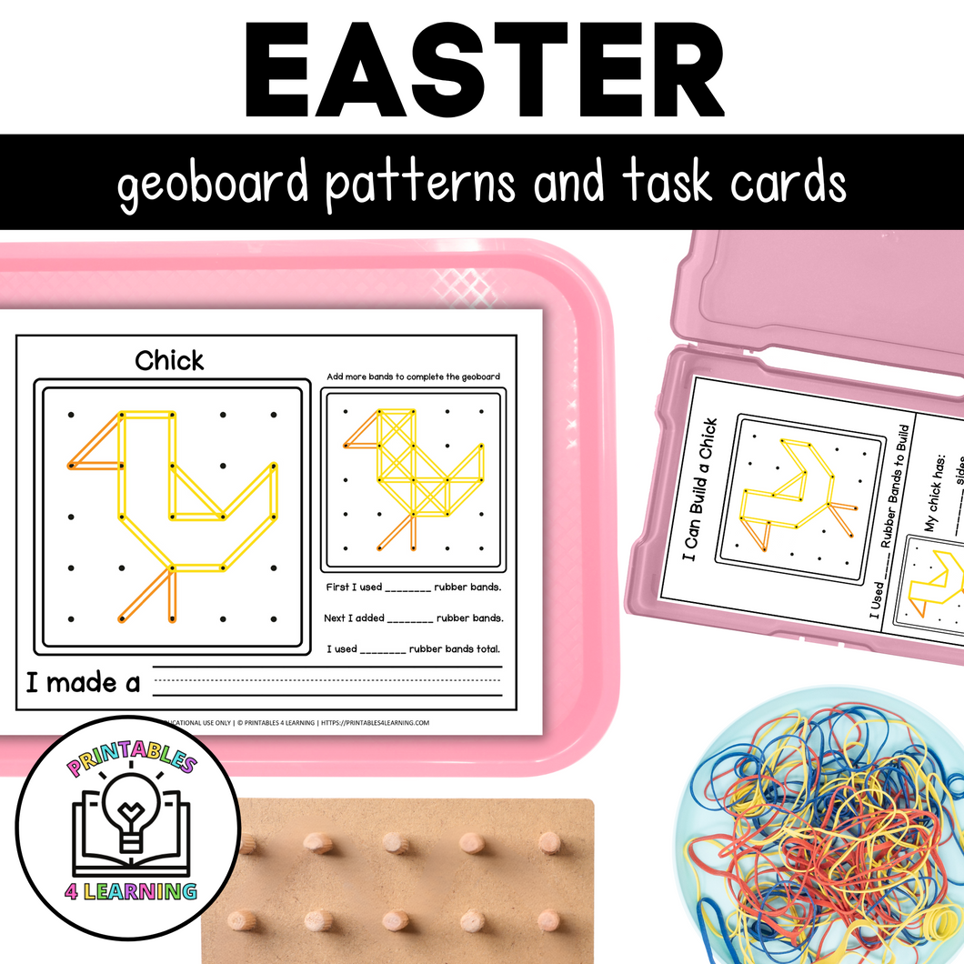 Easter Geoboards | Task Cards and Full Mat Geoboard Activities