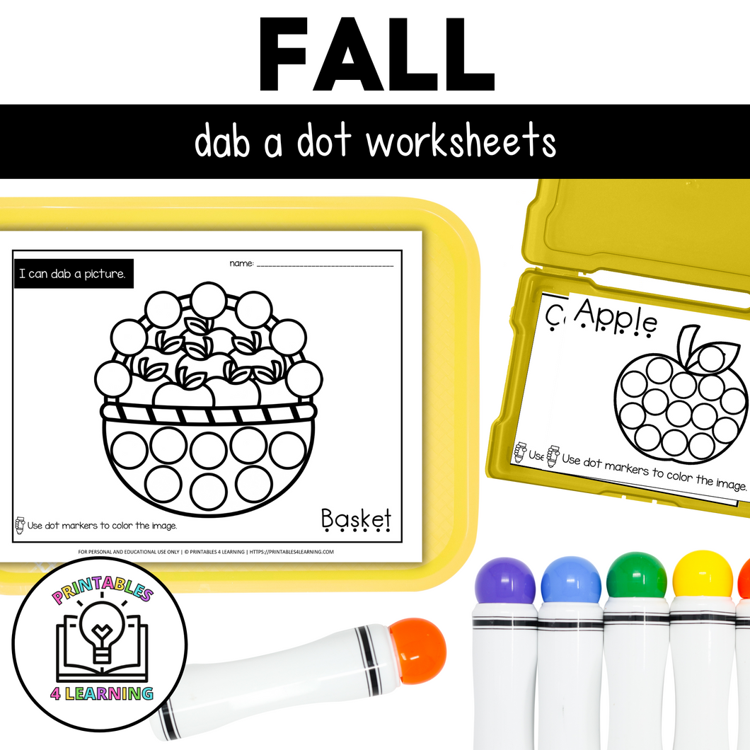 Fall Dot Marker Printables | Task Cards and Full-Page Activities