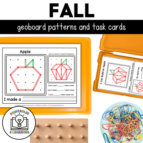 Fall Geoboards | Task Cards and Full Mat Geoboard Activities
