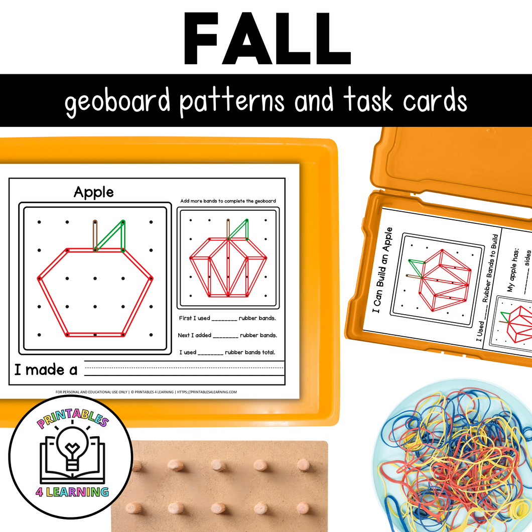 Fall Geoboards | Task Cards and Full Mat Geoboard Activities