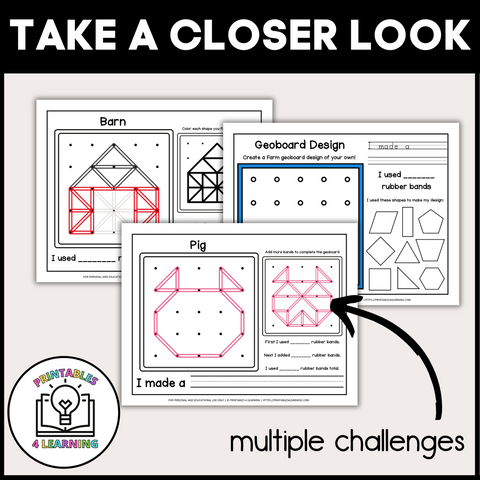 Farm Geoboards | Task Cards and Full Mat Geoboard Activities