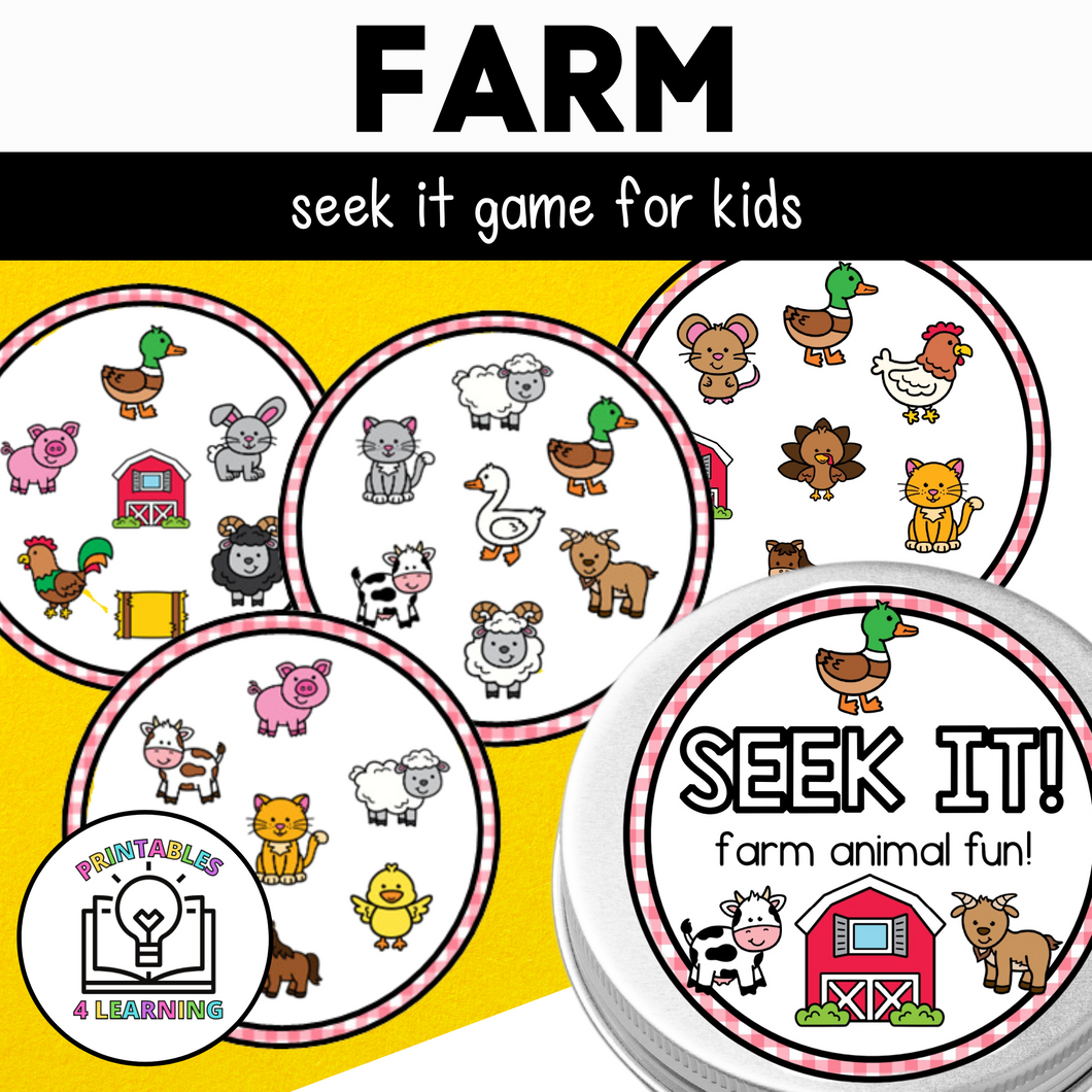 Seek It Game: Farm Themed