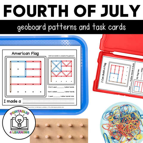 Fourth of July Geoboards | Task Cards and Full Mat Geoboard Activities