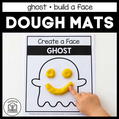 Halloween Ghost Build-a-Face Playdough Mat with Emotion Cards