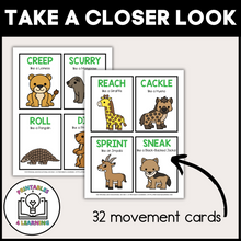 Load image into Gallery viewer, Grassland Animal Movement Cards for Brain Break Activities
