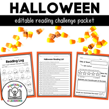 Load image into Gallery viewer, Editable Reading Log: Halloween Books for Kids with Parent Handout
