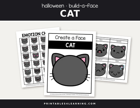 Halloween cat build-a-face play dough mat cover