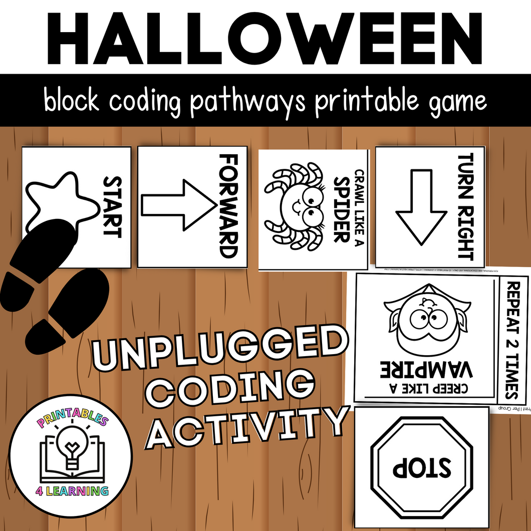 Unplugged Coding Halloween Block Code Pathways