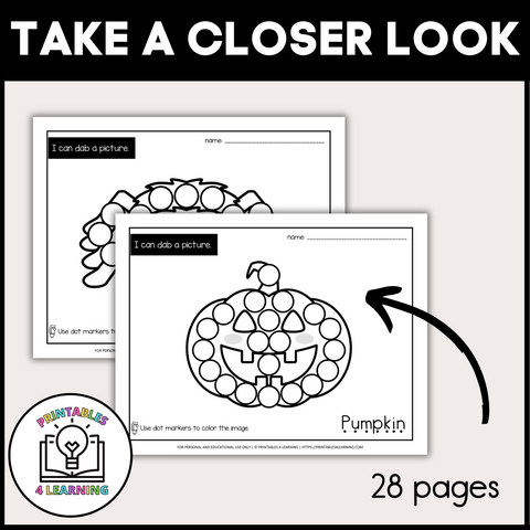 Halloween Dot Marker Printables | Task Cards and Full-Page Activities