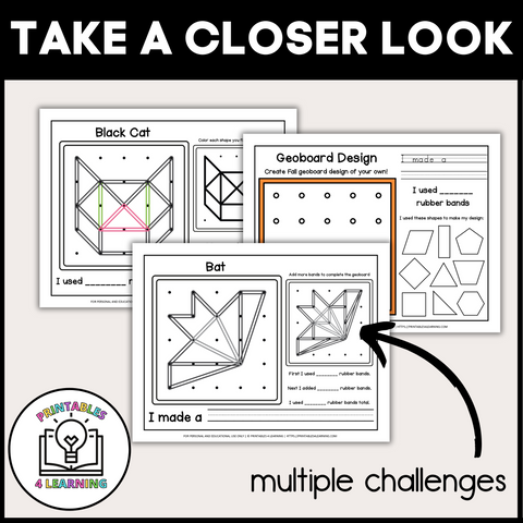 Halloween Geoboards | Task Cards and Full Mat Geoboard Activities