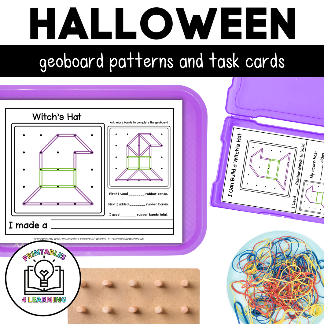 Halloween Geoboards | Task Cards and Full Mat Geoboard Activities