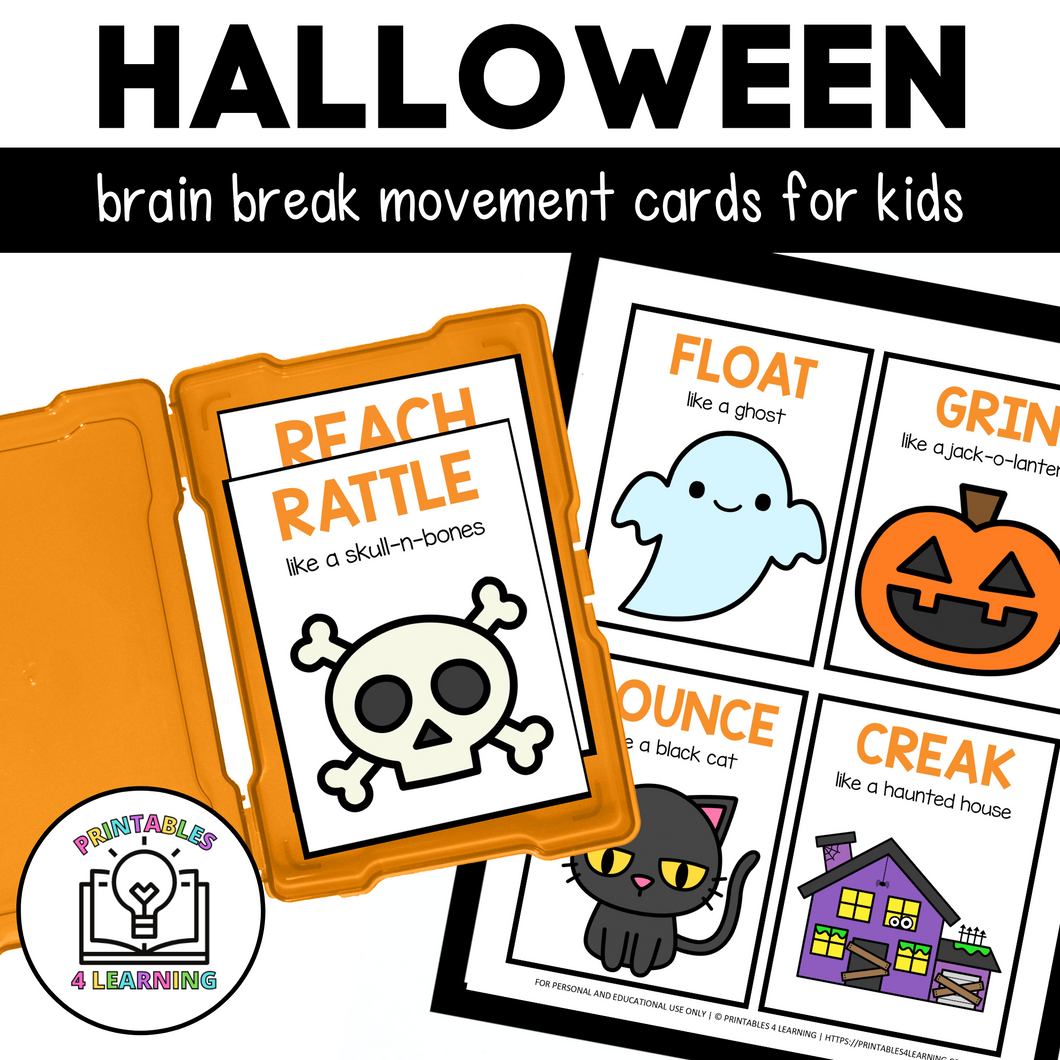 Halloween Movement Cards for Brain Break Activities