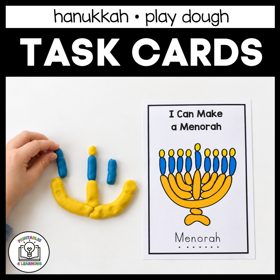 Hanukkah Playdough Task Cards | Hanukkah Fine Motor Activity
