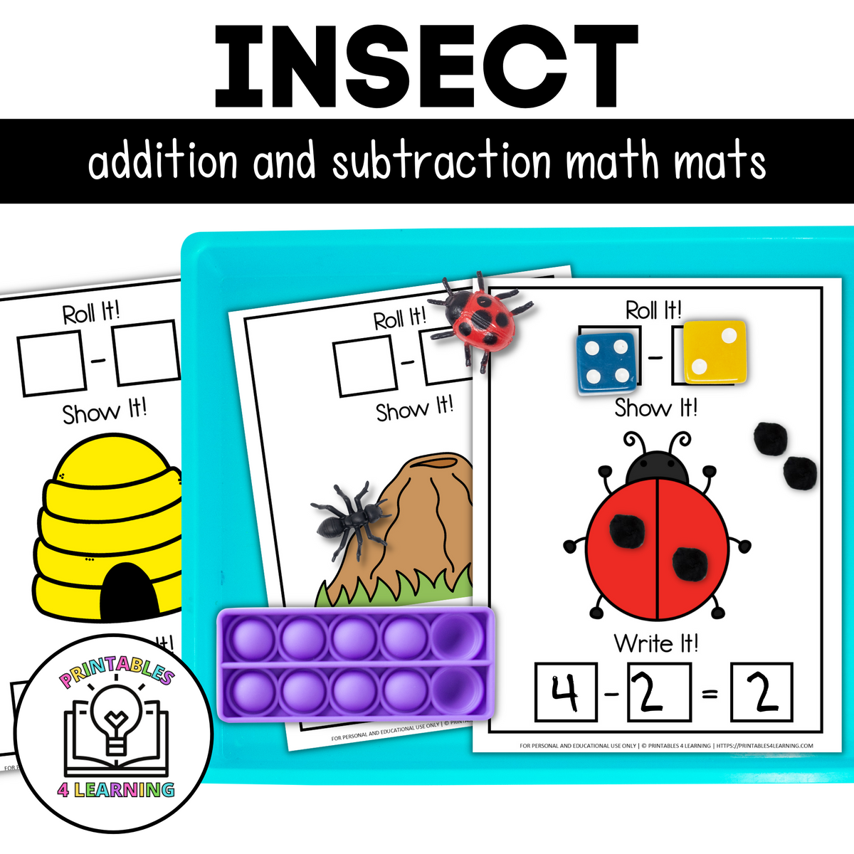 Insect Addition and Subtraction Math Mats – Printables 4 Learning