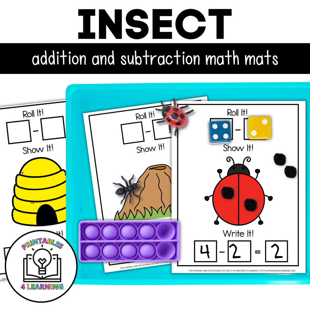 Insect Addition and Subtraction Math Mats