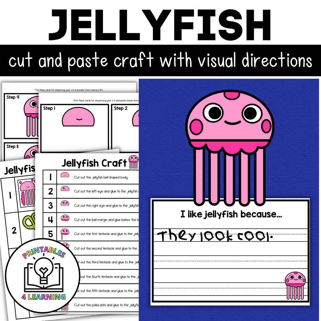 Jellyfish Cut and Paste Craft with Visual Directions