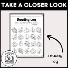 Load image into Gallery viewer, Editable Reading Log: Leaves Books for Kids with Parent Handout
