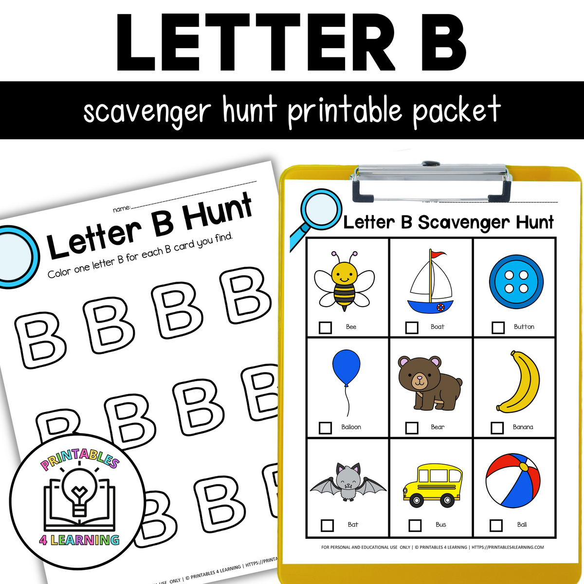 Letter B Scavenger Hunt Packet – Printables 4 Learning