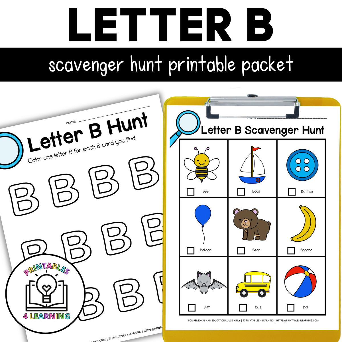 Letter B. Hunt Worksheet Letter B Scavenger Hunt Packet – Printables 4 Learning