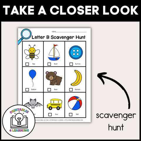 Letter B Scavenger Hunt Packet
