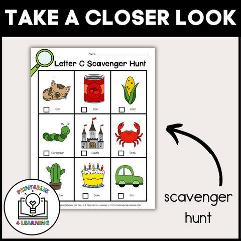 Letter C Scavenger Hunt Packet