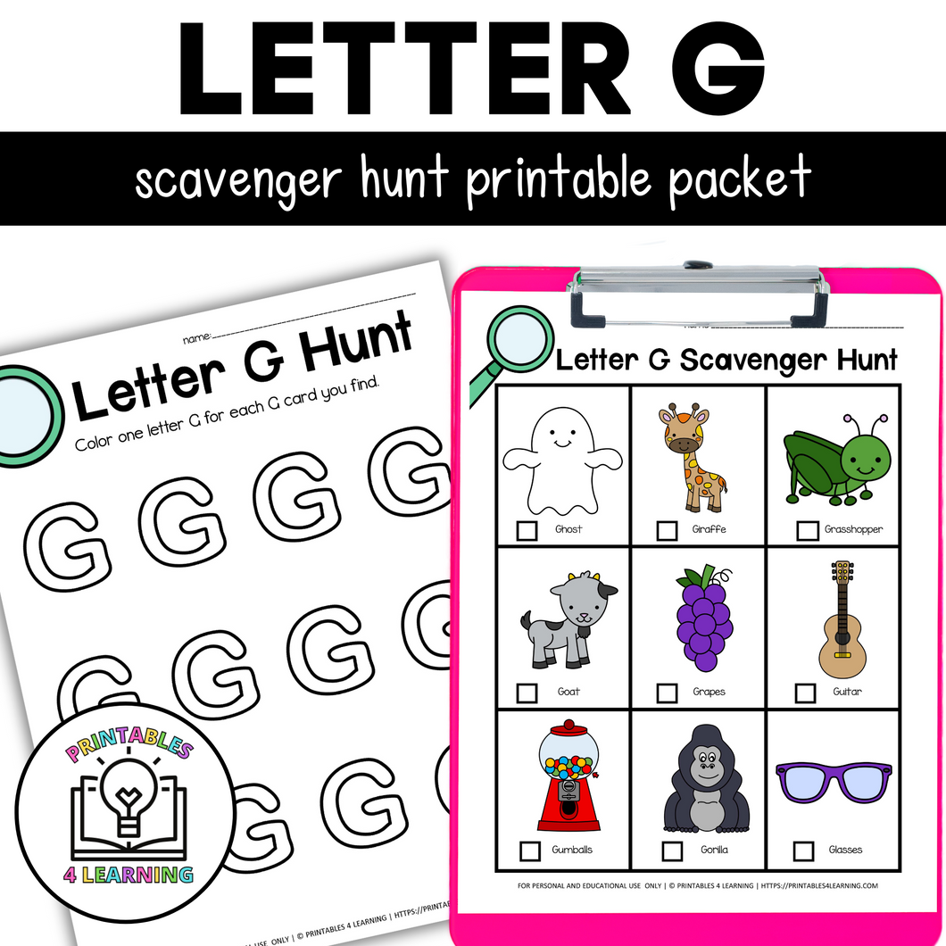 Letter G Scavenger Hunt Packet