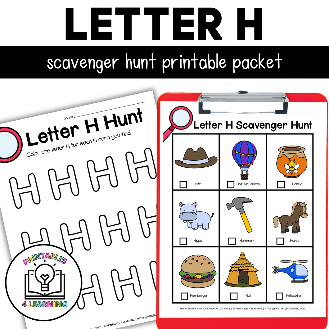 Letter H Scavenger Hunt Packet