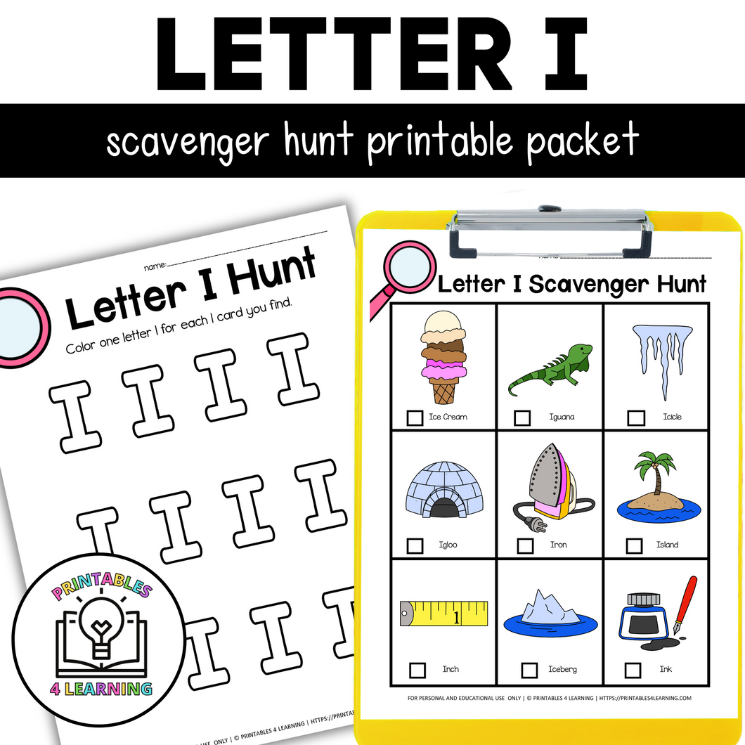 Letter I Scavenger Hunt Packet