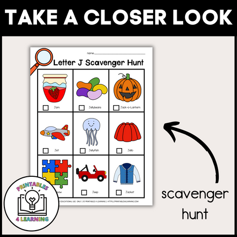 Letter J Scavenger Hunt Packet