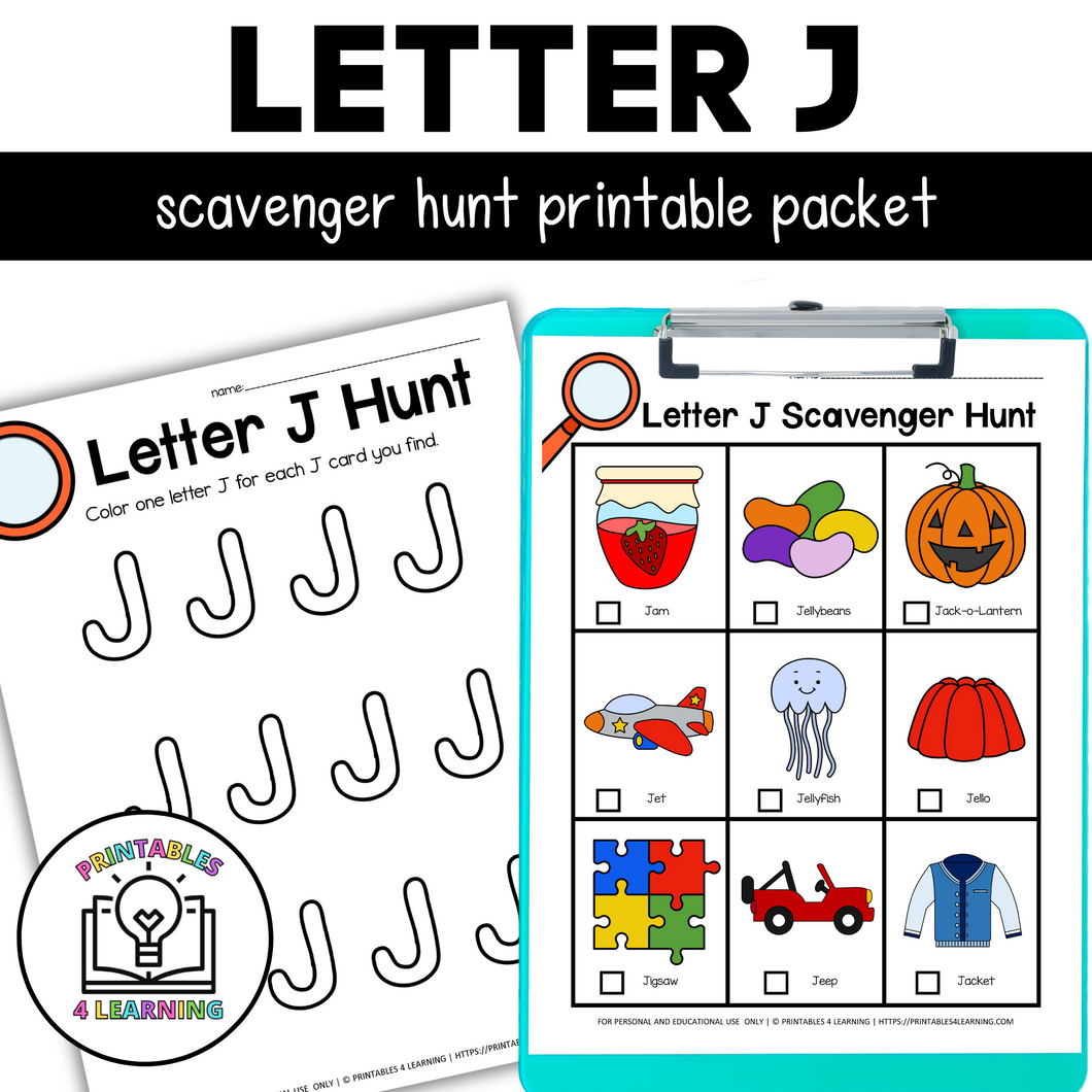 Letter J Scavenger Hunt Packet