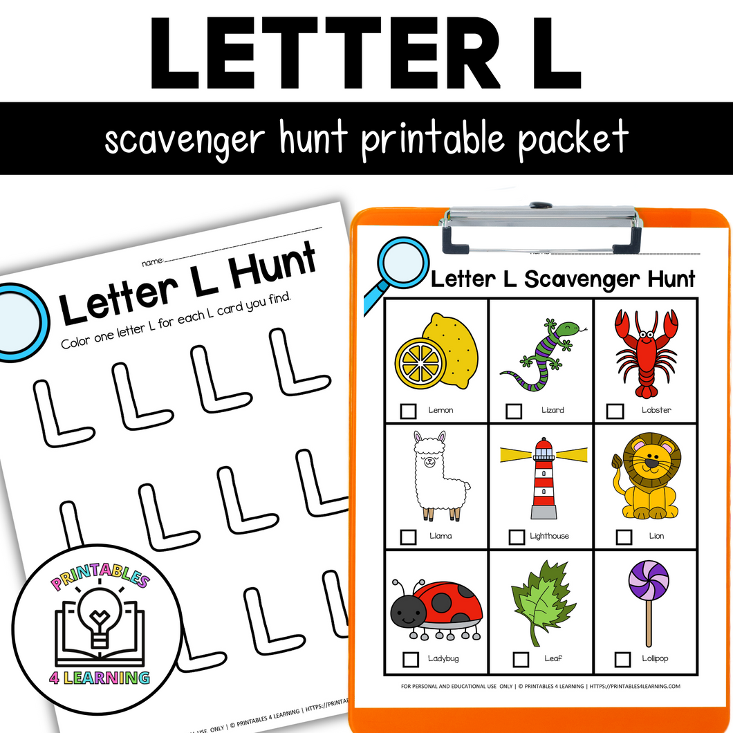 Letter L Scavenger Hunt Packet