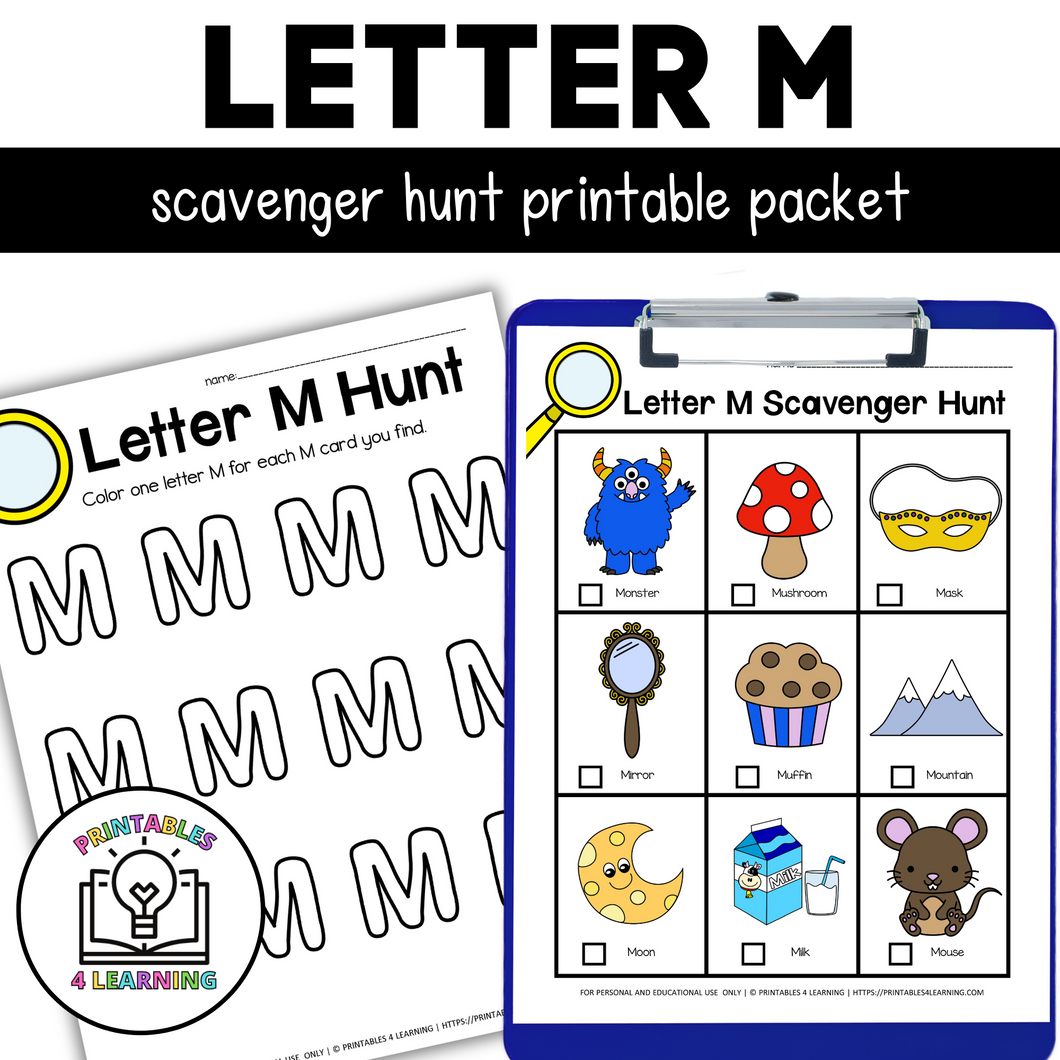 Letter M Scavenger Hunt Packet