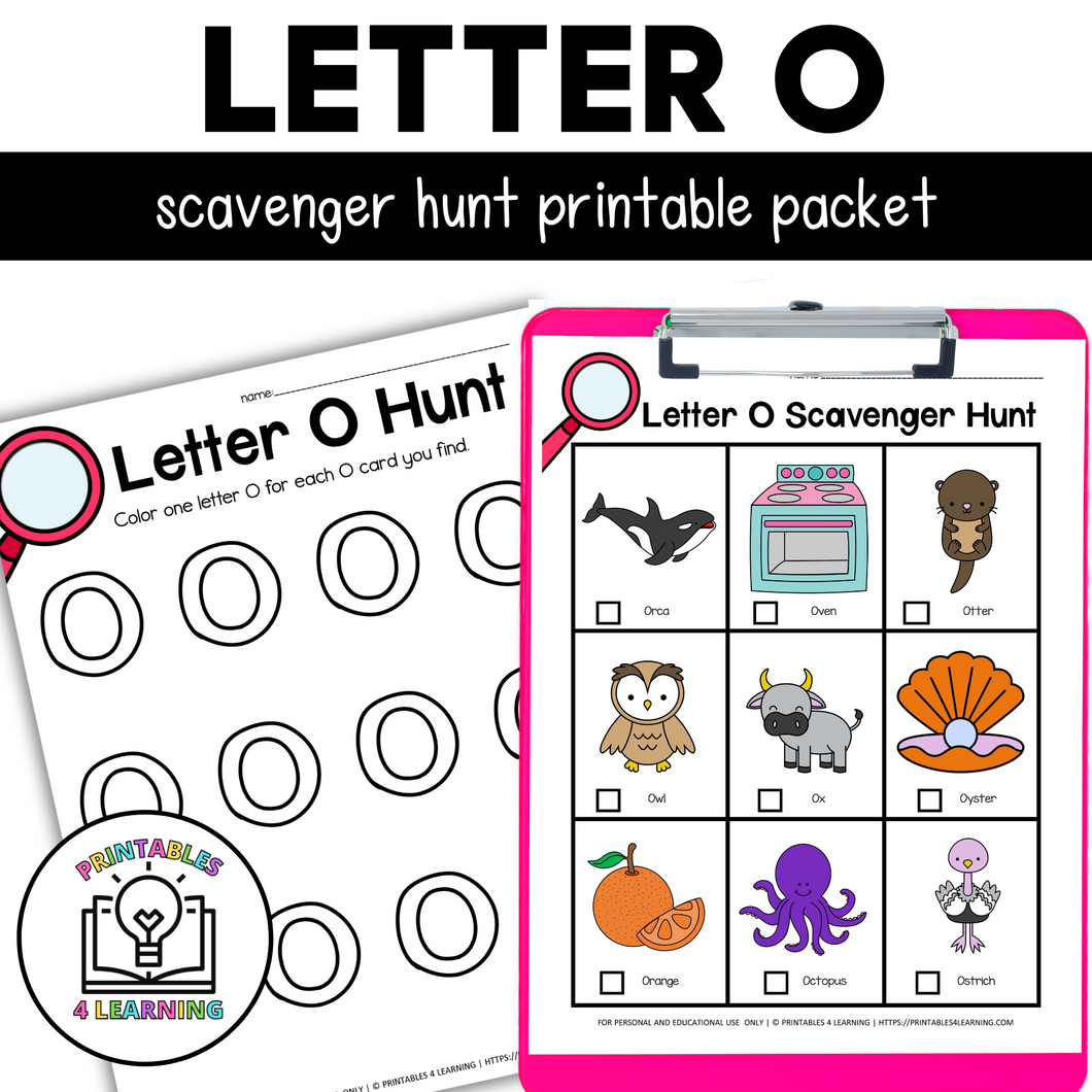 Letter O Scavenger Hunt Packet