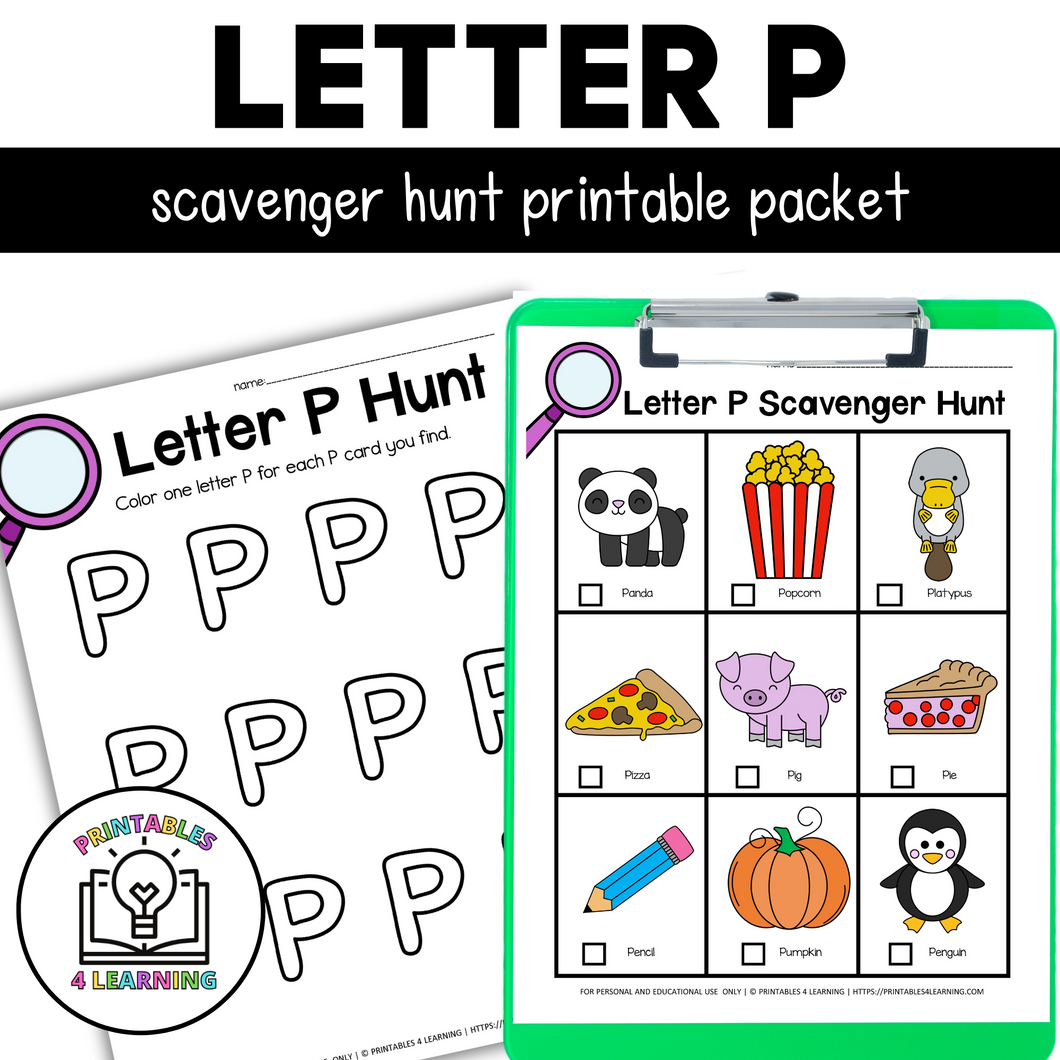 Letter P Scavenger Hunt Packet