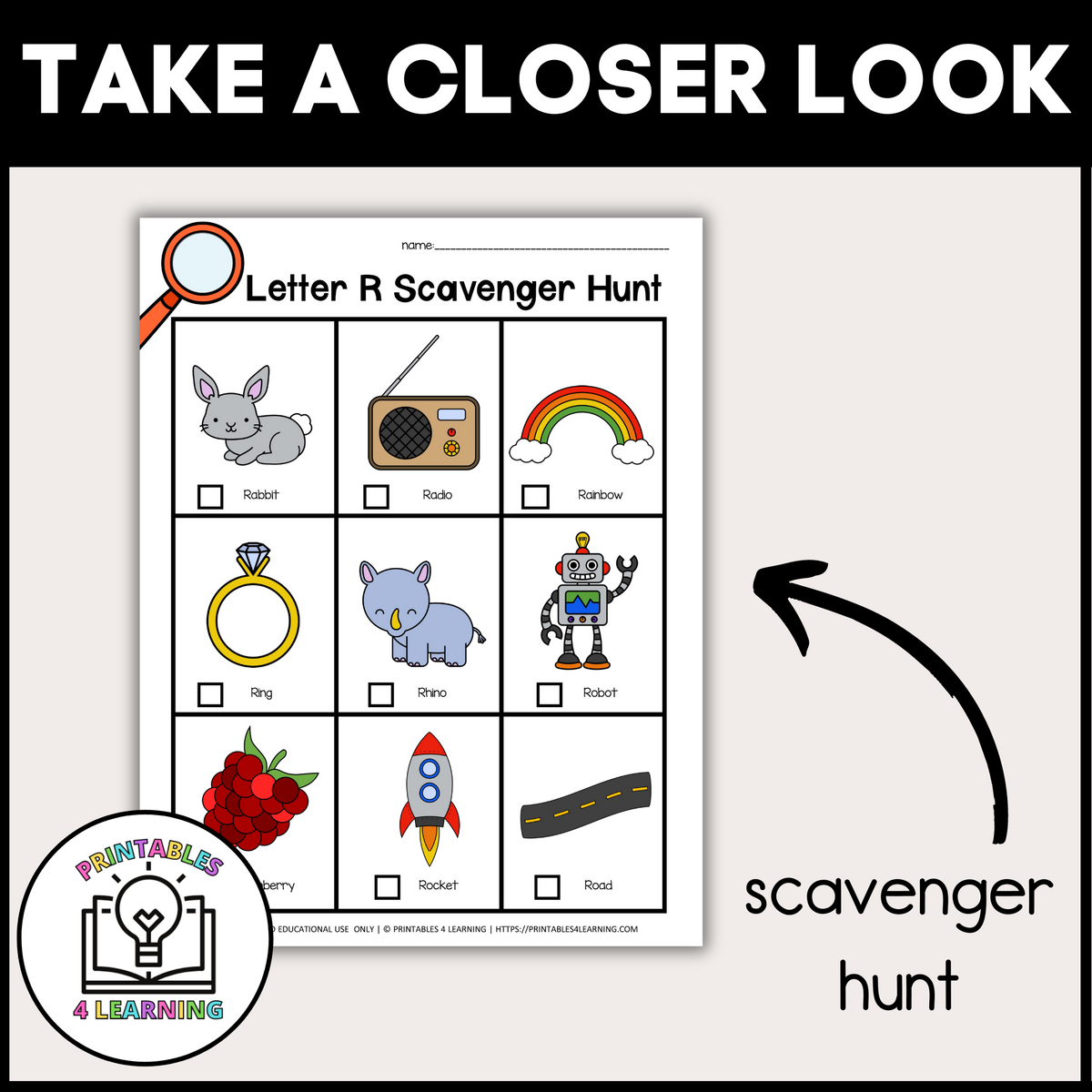 Letter R. Hunt Worksheet Letter R Scavenger Hunt Packet – Printables 4 Learning