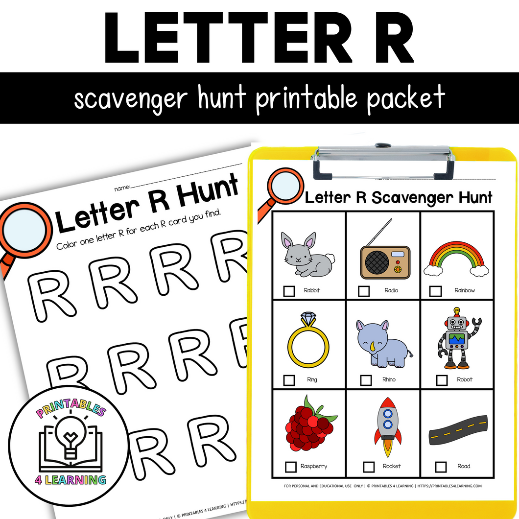 Letter R Scavenger Hunt Packet