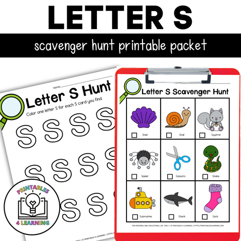 Letter S Scavenger Hunt Packet