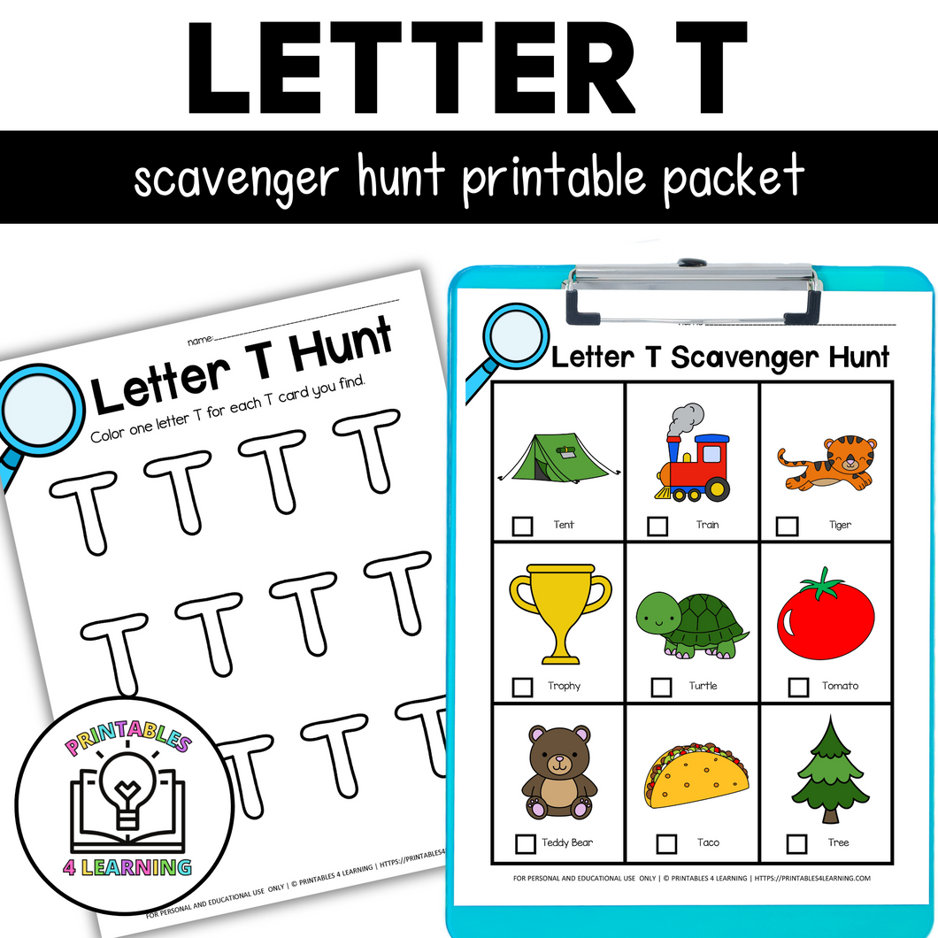 Letter T Scavenger Hunt Packet