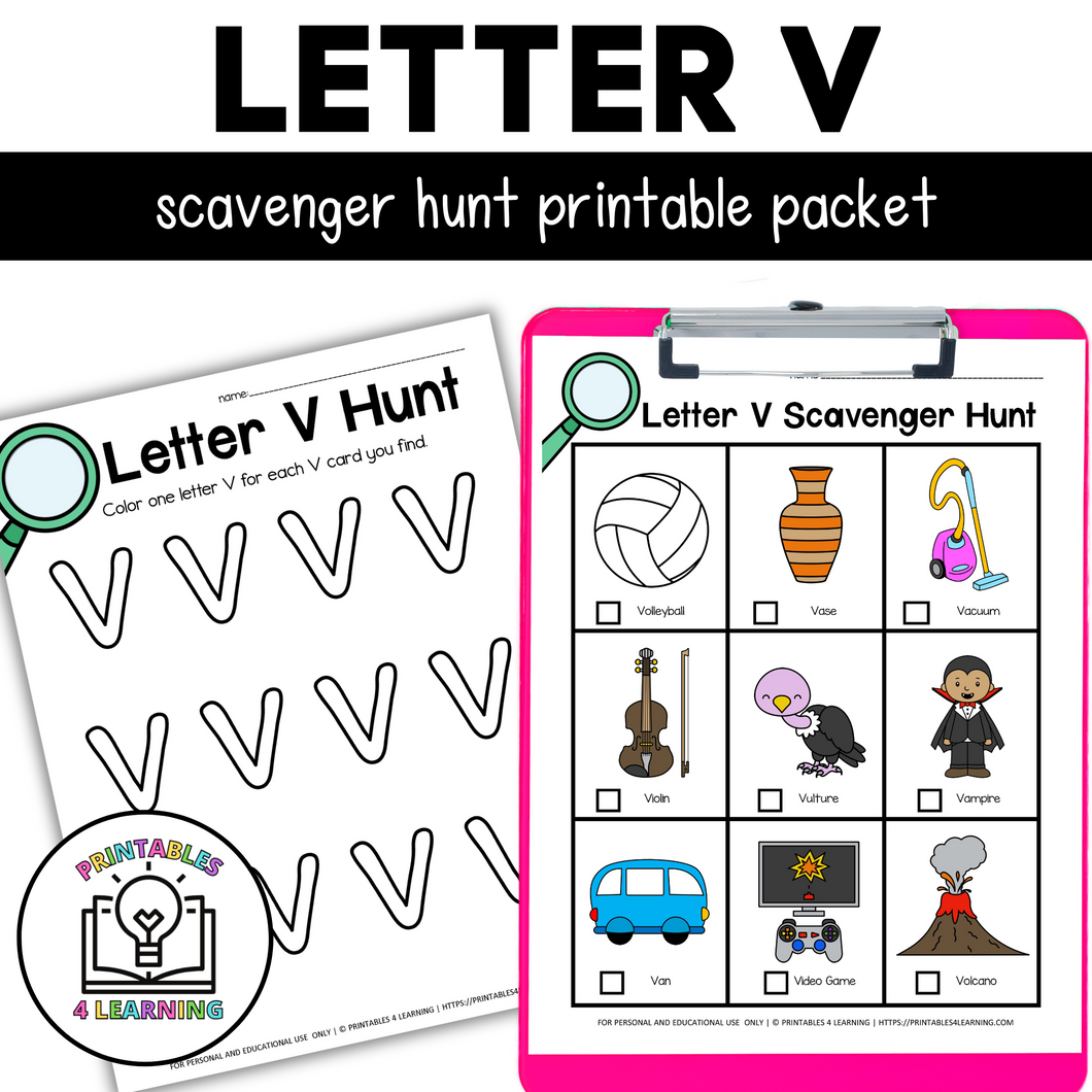 Letter V Scavenger Hunt Packet