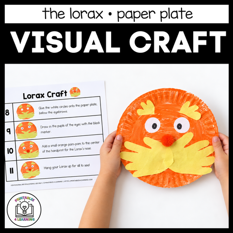 Lorax Paper Plate Craft with Visual Instructions