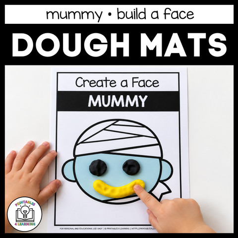 Halloween Mummy Build-a-Face Playdough Mat with Emotion Cards