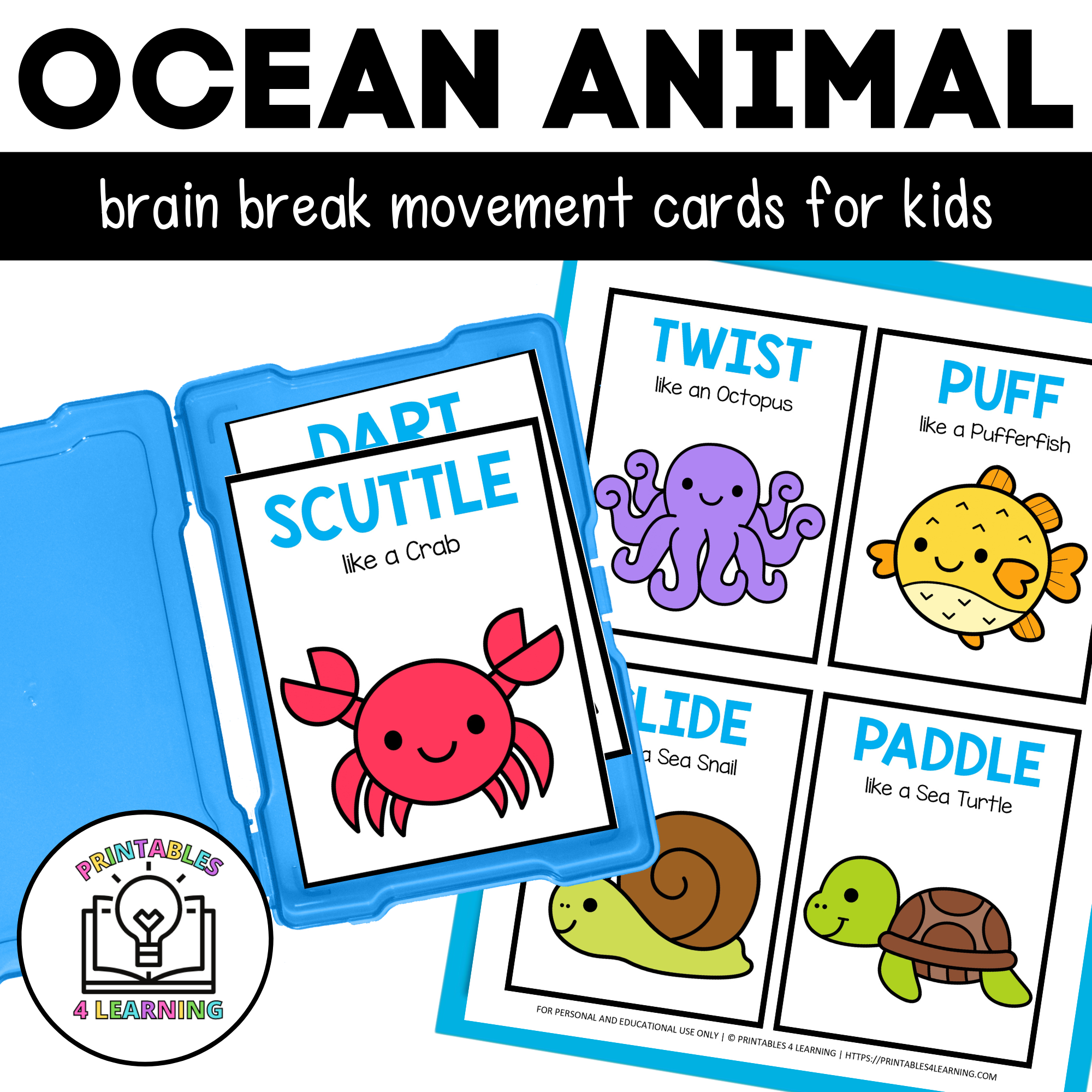 ocean-animal-movement-cards-for-brain-break-activities for Animal Action Cards Free Printable Ocean Animal Movement Cards for Brain Break Activities for Animal Action Cards Free Printable
