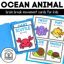 Load image into Gallery viewer, Ocean Animal Movement Cards for Brain Break Activities
