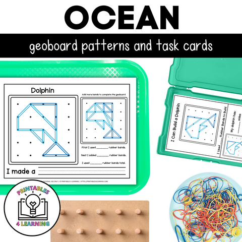Ocean Geoboards | Task Cards and Full Mat Geoboard Activities