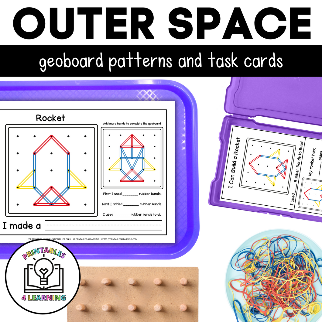 Outer Space Geoboards | Task Cards and Full Mat Geoboard Activities